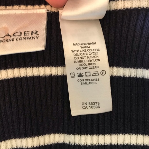 Striped Navy Blue V neck Cardigan - Picture 4 of 4